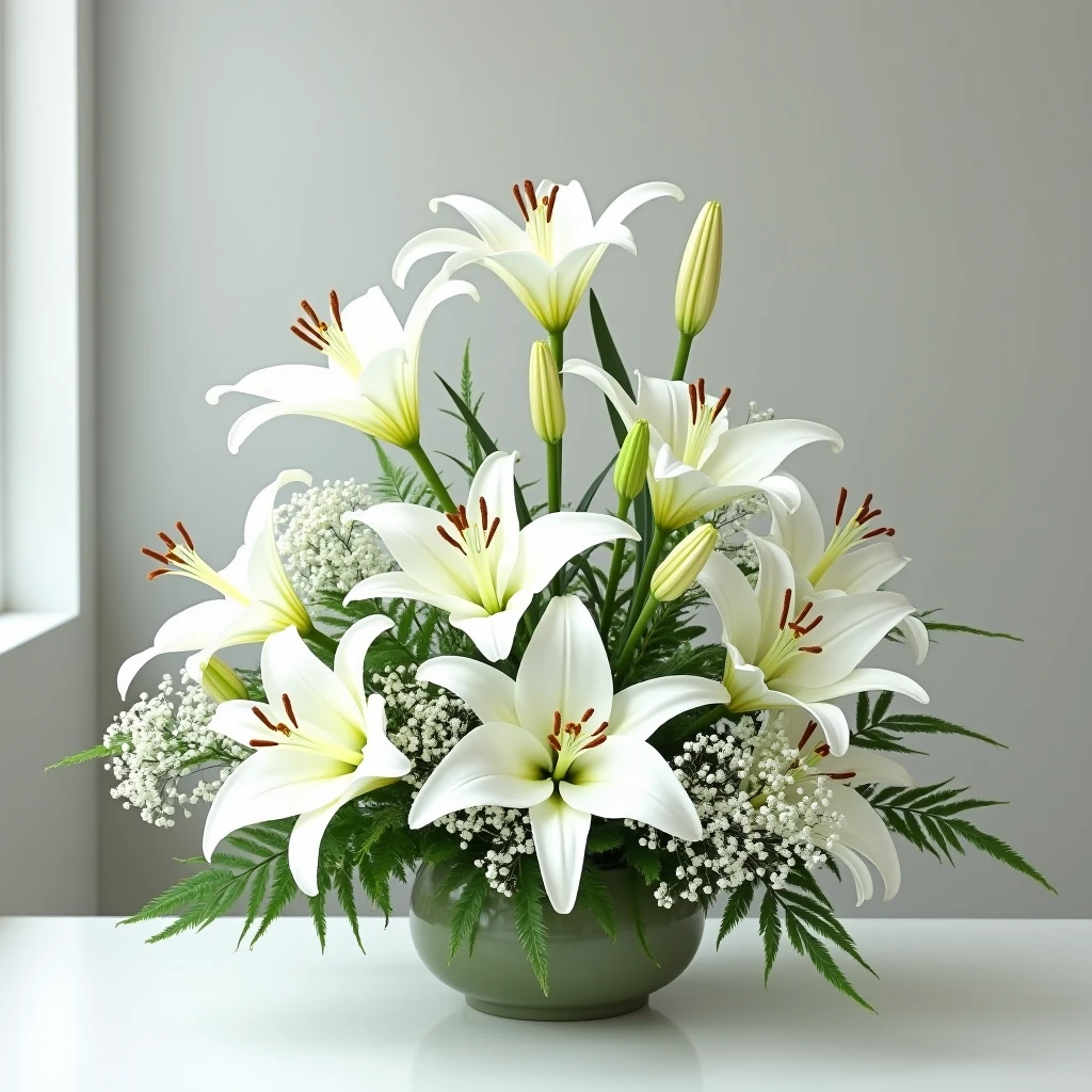 Elegant white lily display